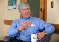 Thumbnail image for Thumbnail image for Rick Snyder at Ardesta office.JPG